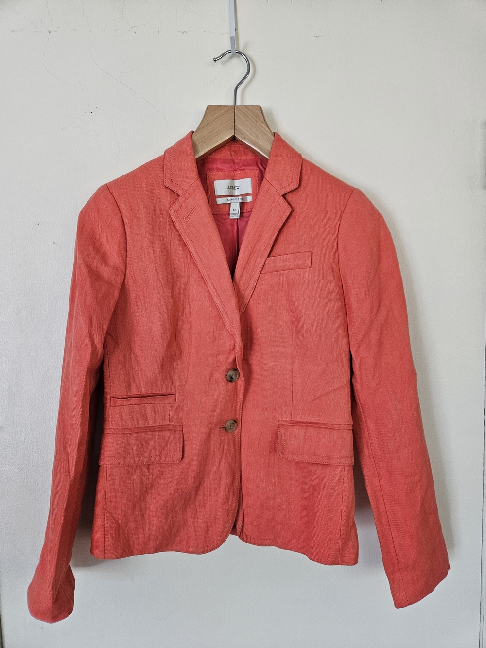 J. Crew Coral Linen-Blend Women's Blazer